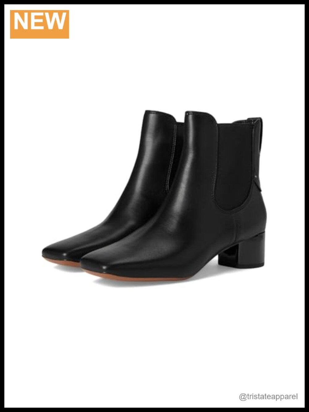 Faux Leather Ankle Booties Block Heel Chelsea Square Toe Zip
